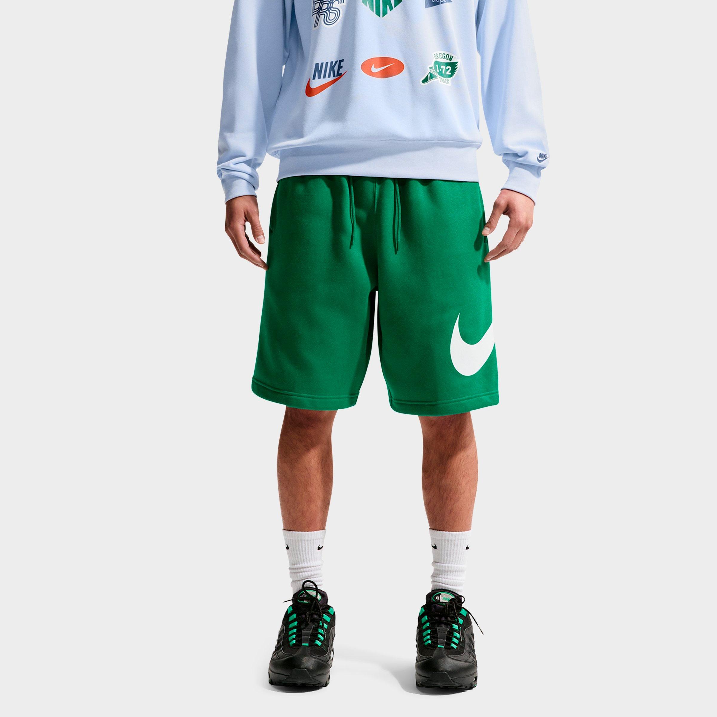 Nike Men's Club Fleece Swoosh Graphic Shorts in Malachite/Malachite/White Size: S Tall