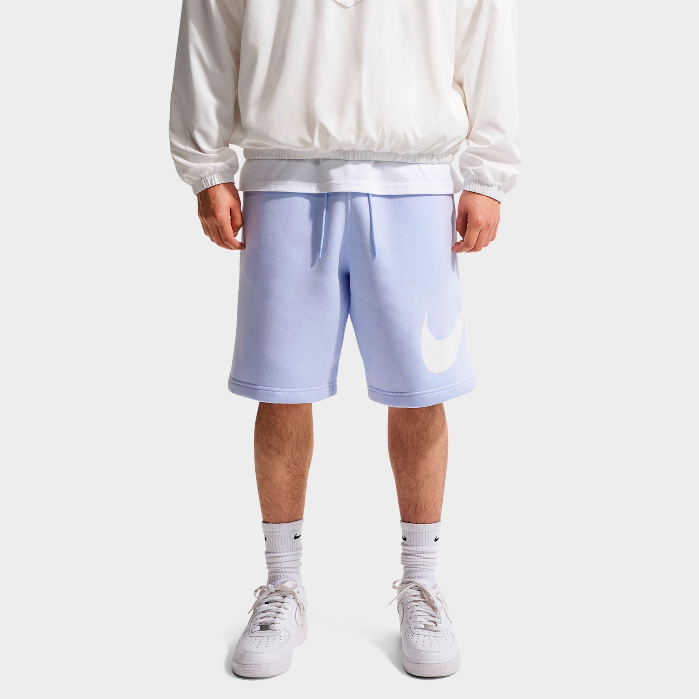Nike Men's Club Fleece Swoosh Graphic Shorts in Hydrogen Blue/Hydrogen Blue/White Size: XXL Tall