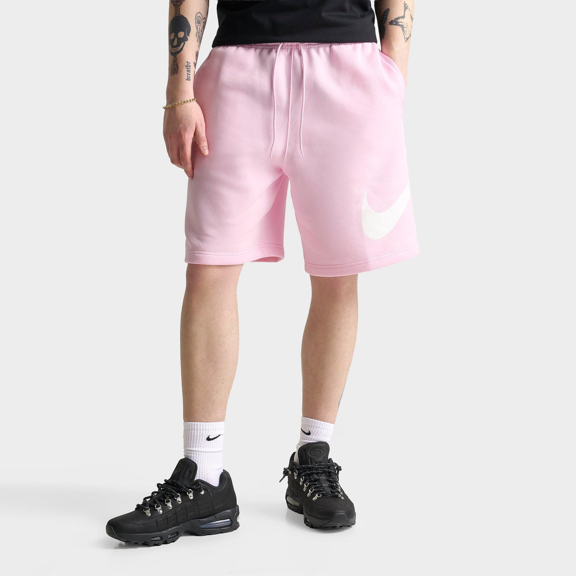 Nike Men's Club Fleece Swoosh Graphic Shorts in Pink Foam/Pink Foam/White Size: Small
