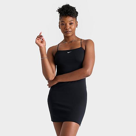 Shop Nike Women's Sportswear Chill Knit Mini-rib Cami Dress In Black/sail