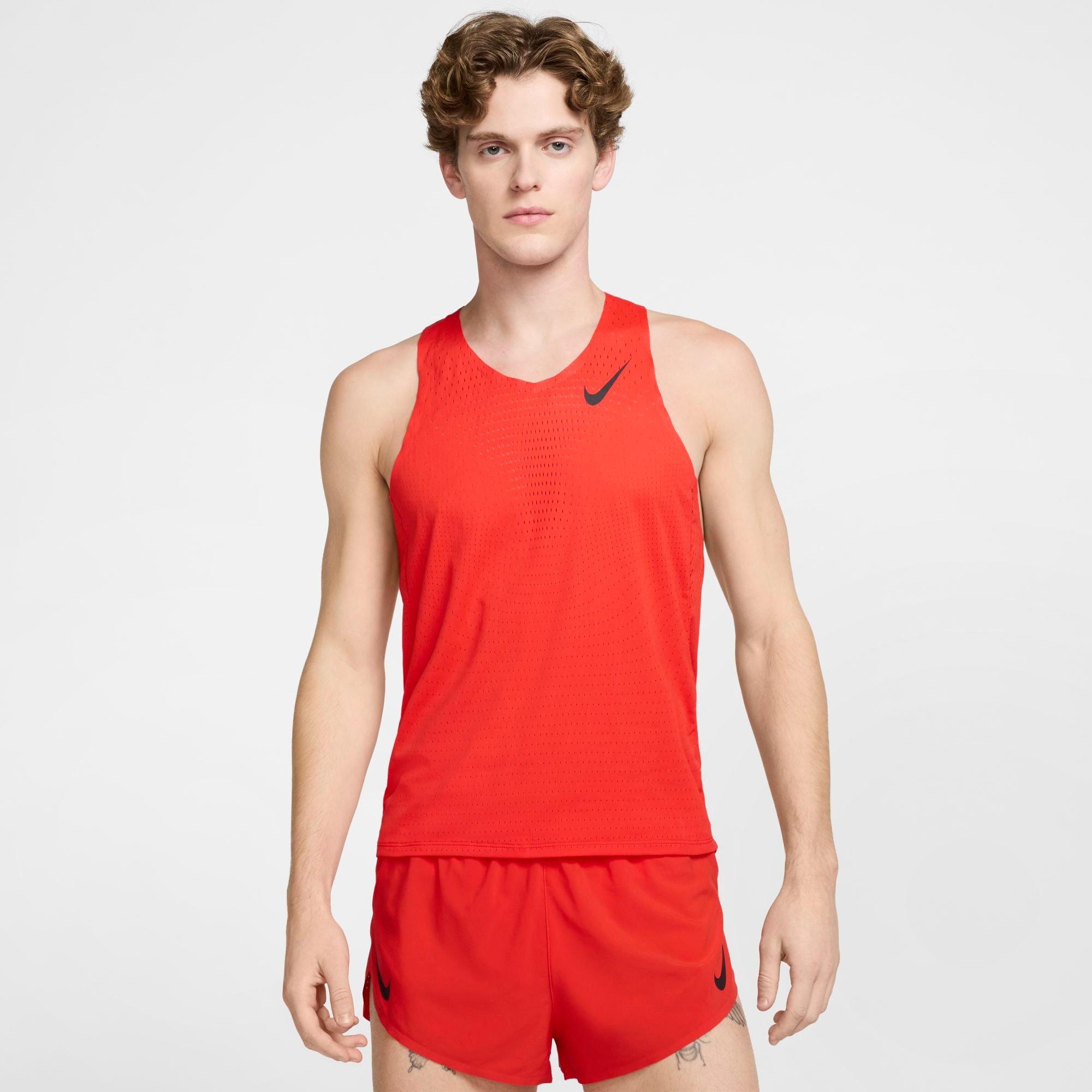 Nike Men's AeroSwift Dri-FIT ADV Running Tank Top in Red/Light Crimson Size XL 100% Polyester/Fiber