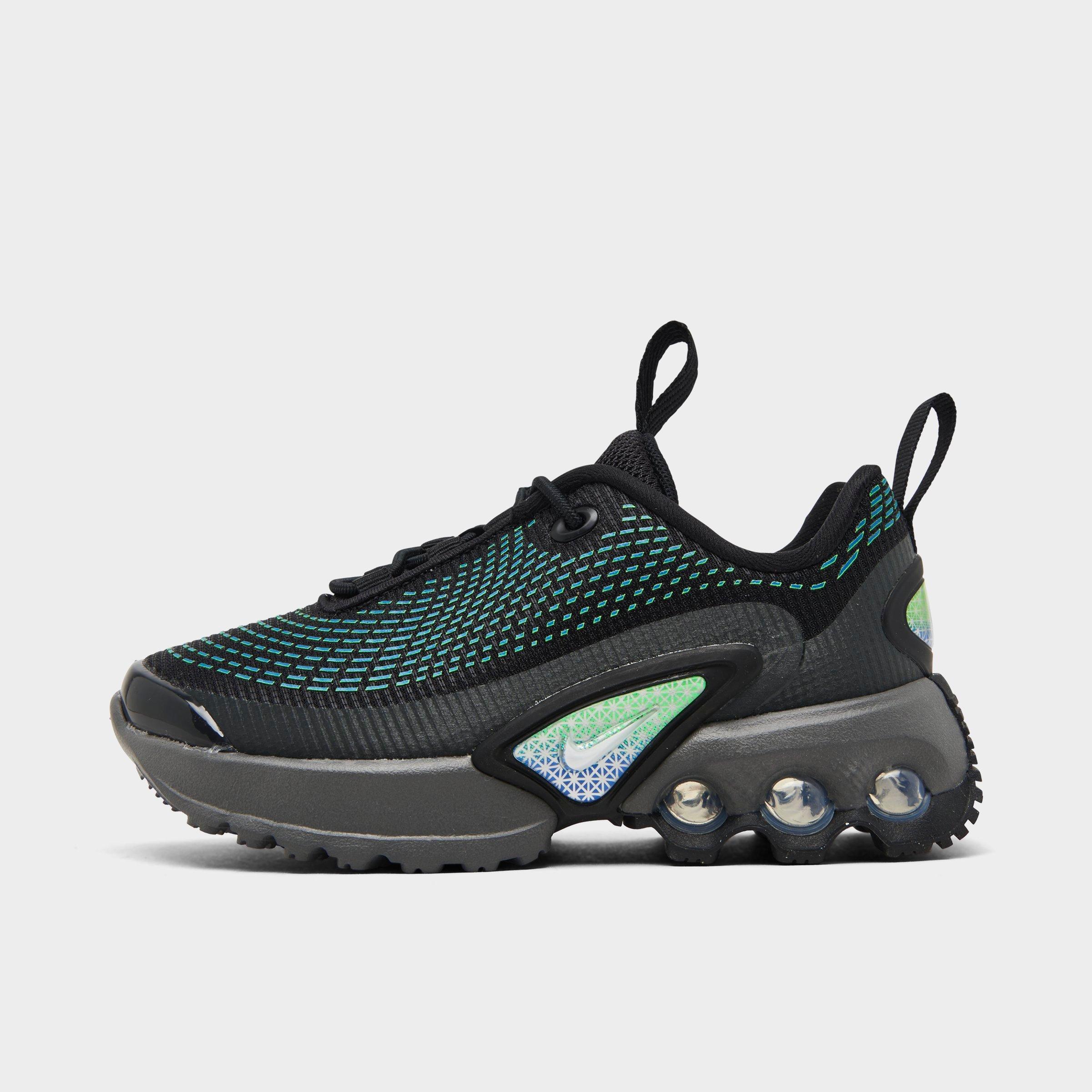 Nike Little Kids' Air Max Dn Stretch Lace Casual Shoes In Black/white/hyper Cobalt/rage Green