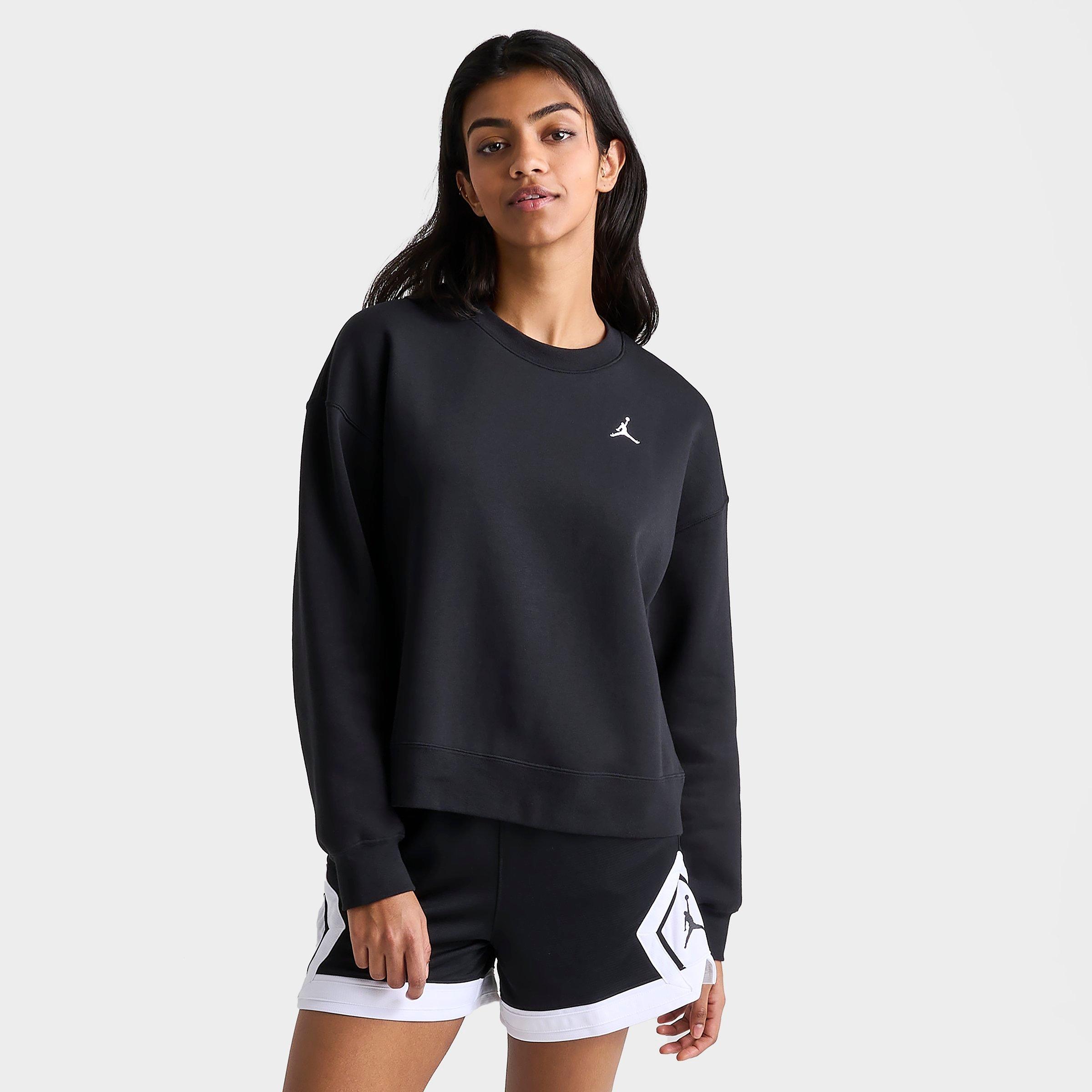 Nike Jordan Women's Brooklyn Fleece Crewneck Sweatshirt In Black/white
