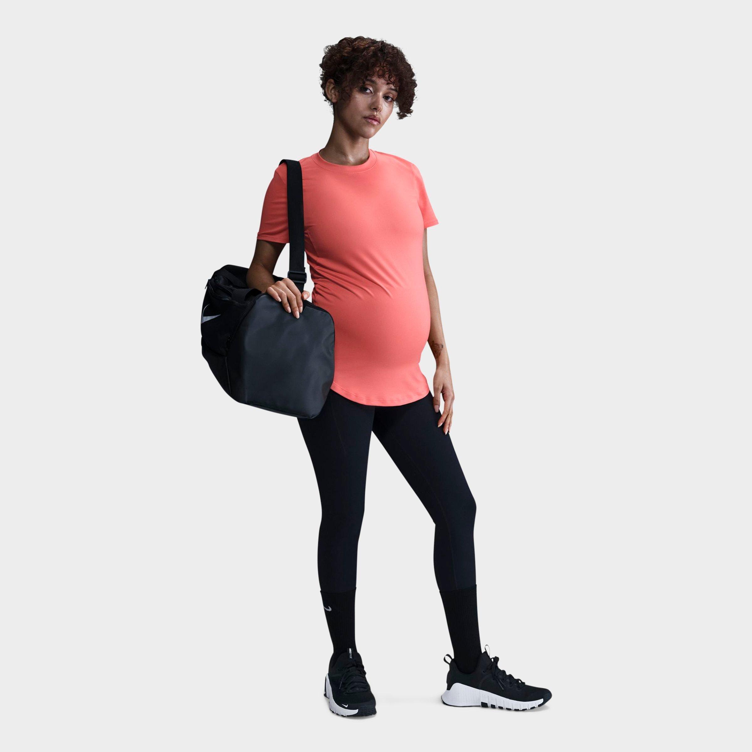 Nike Women's One Dri-FIT Slim-Fit Maternity Short-Sleeve T-Shirt in Magic Ember Size: 2XS