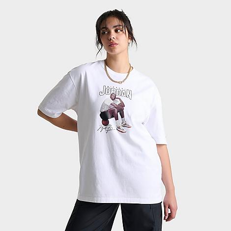 Shop Nike Jordan Women's Short-sleeve Oversized Graphic T-shirt In White 
