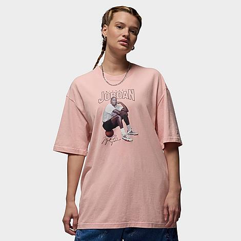 Nike Jordan Women's Short-sleeve Oversized Graphic T-shirt In Pink