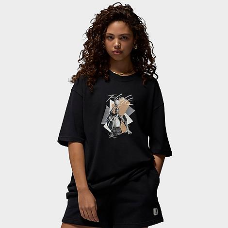 Shop Nike Jordan Women's Oversized Graphic T-shirt In Black 