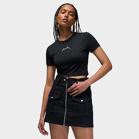 Nike Jordan Women's Slim Cropped Graphic T-shirt In Black