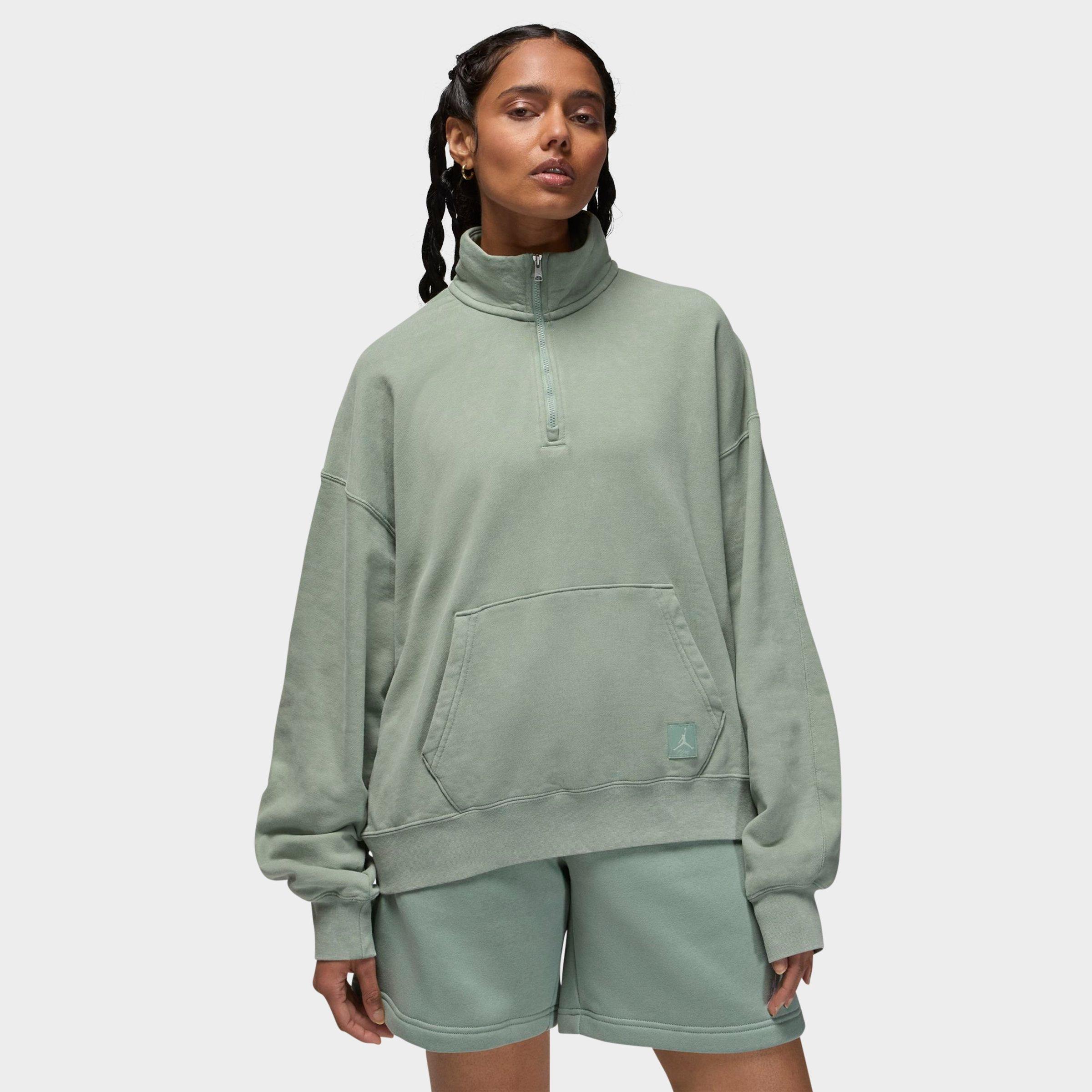 Jordan Women's Flight Fleece Quarter-Zip Top in Jade Smoke Size: XS