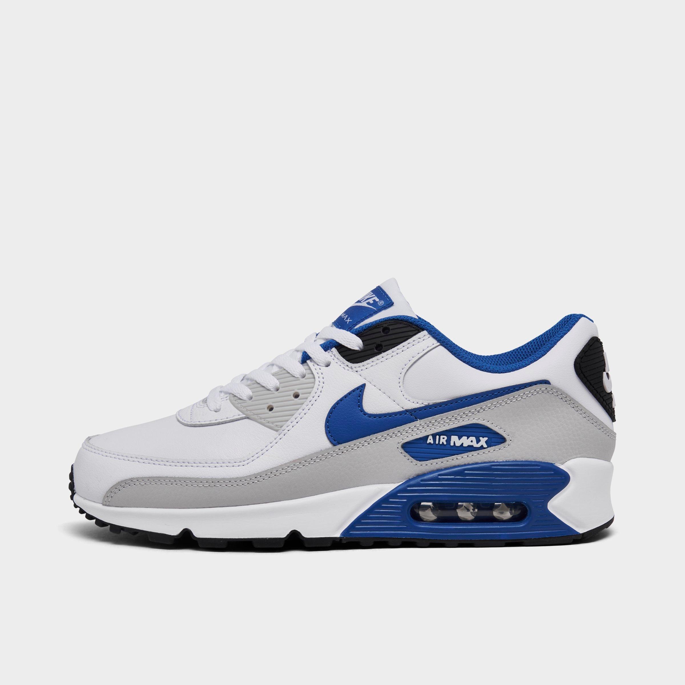 Nike Men's Air Max 90 Casual Shoes in White/Game Royal/Photon Dust Size: 7.5