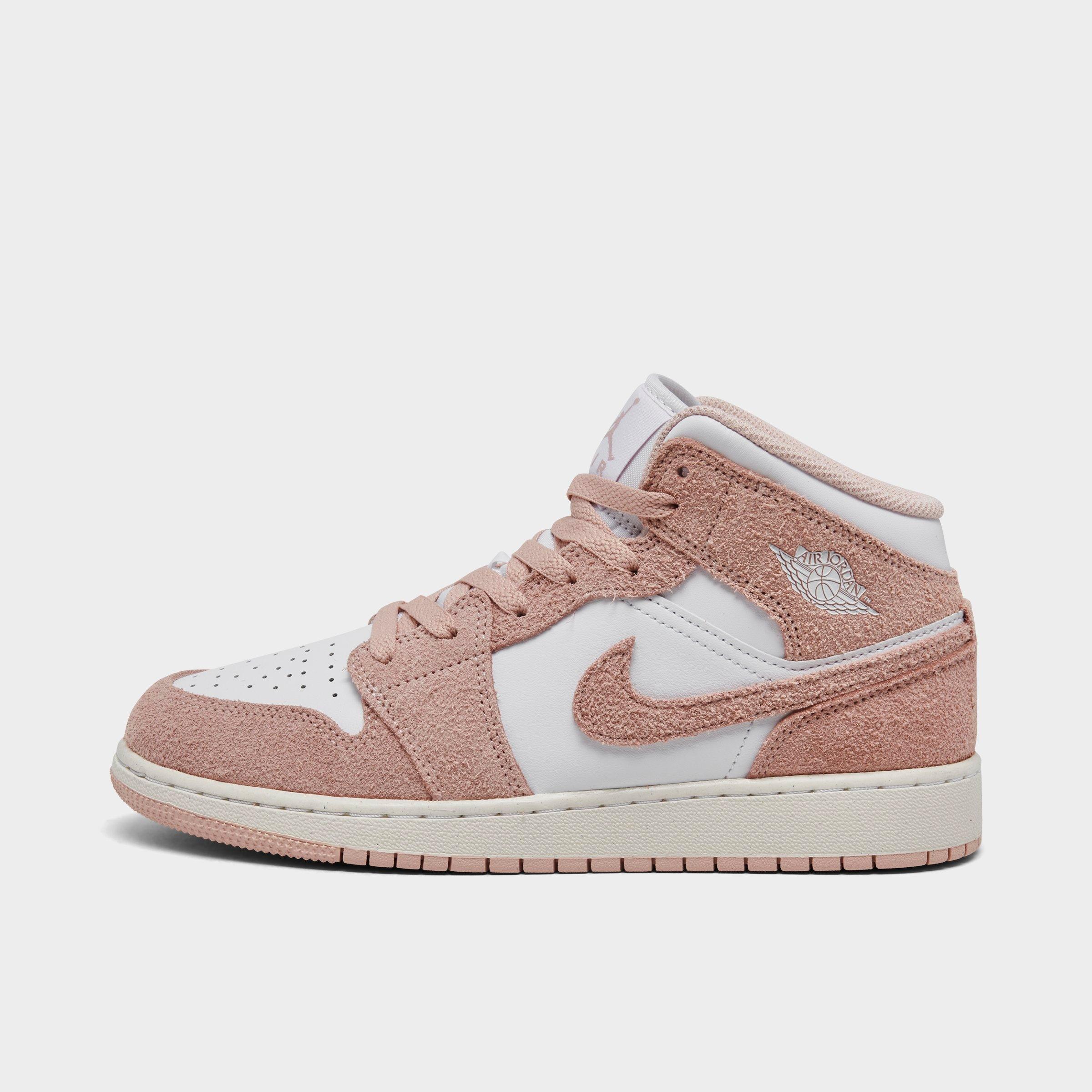 Nike Big Kids' Air Jordan Retro 1 Mid Se Casual Shoes Size 7.0 Leather In Pink