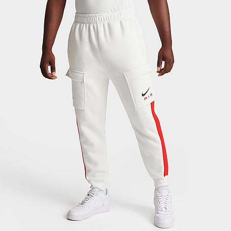 Nike Men's Air Retro Fleece Cargo Pants In Summit White/lt Crimson