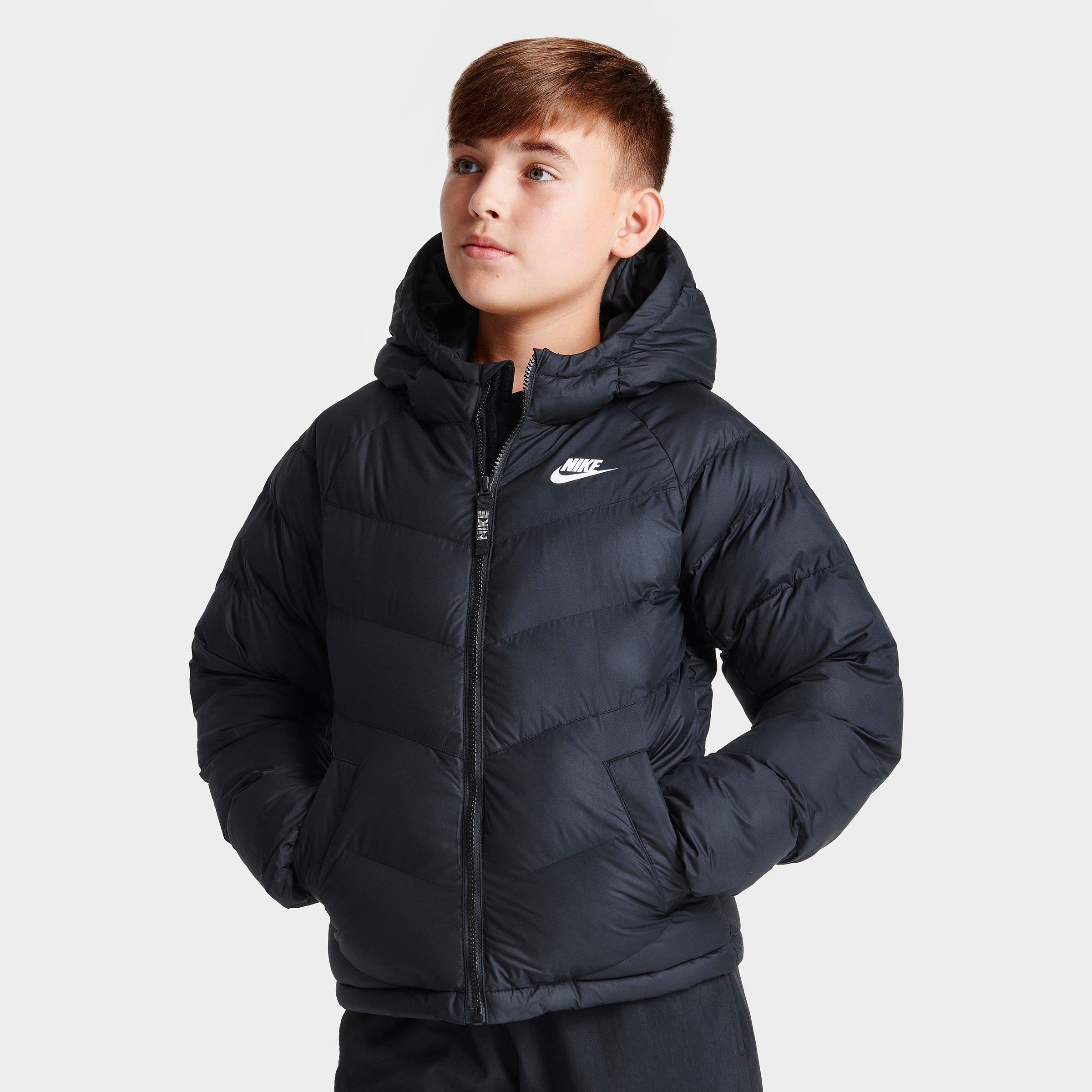 Shop Nike Kids' Sportswear Synthetic Fill Hooded Puffer Jacket In Black/white