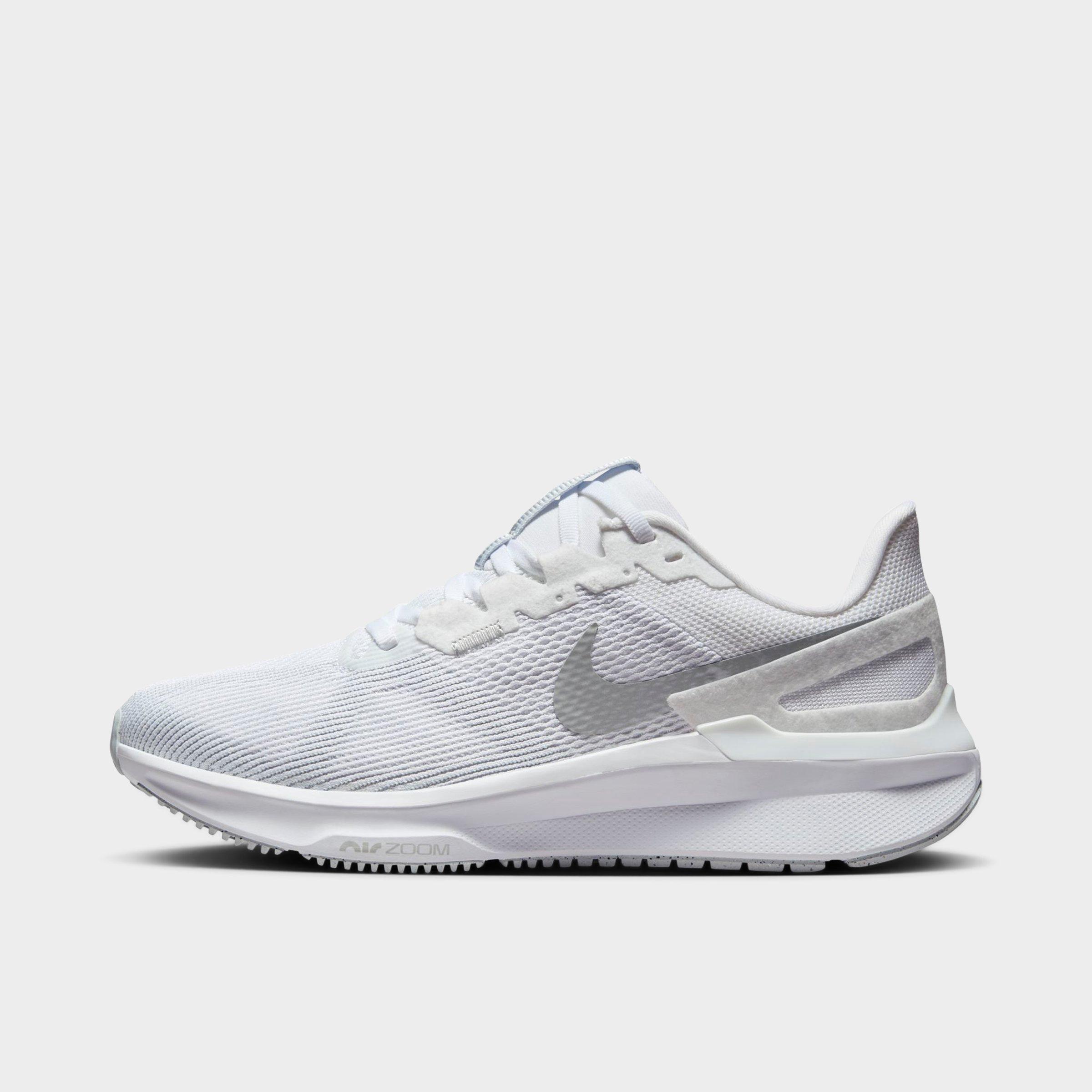 Nike Women's Air Zoom Structure 25 Running Shoes (Extra Wide Width 2E) in White/Metallic Silver/Pure Platinum Size: 5.0