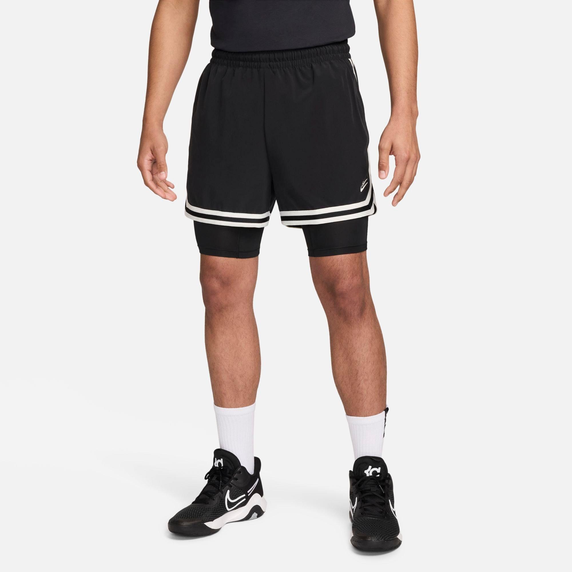 Shop Nike Men's Kd Dna 2-in-1 4" Basketball Shorts In Black/black/sail