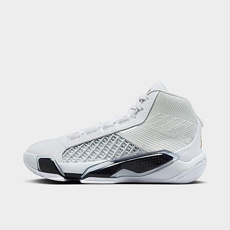 Nike Big Kids' Air Jordan 38 Fiba Basketball Shoes In White/pure Platinum/metallic Gold
