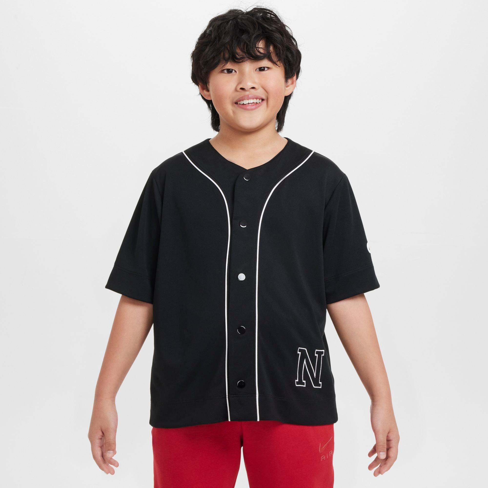 Shop Nike Boys' Athletics Dri-fit Baseball Jersey In Black/white