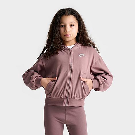 Nike Kids'  Girls' Sportswear Full-zip Hoodie In Smokey Mauve/platinum Violet