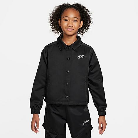 Shop Nike Girls' Sportswear Jacket In Black/white