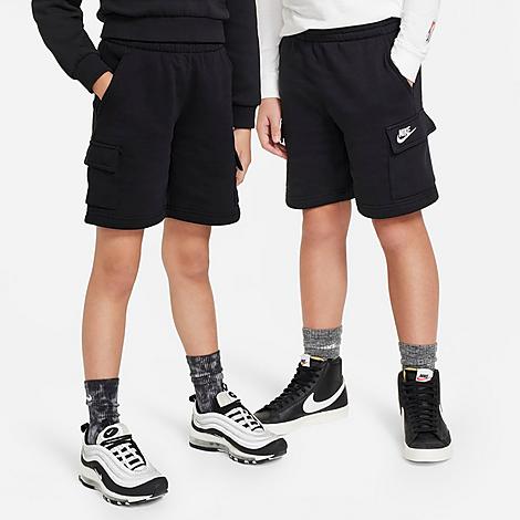 Shop Nike Kids' Sportswear Club Fleece Cargo Shorts In Black/black/white