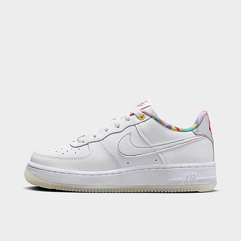 Nike Big Kids' Air Force 1 Low Casual Shoes In White/white/midnight Navy/white