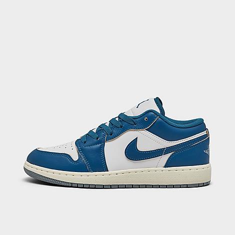 Shop Nike Big Kids' Air Jordan Retro 1 Low Se Casual Shoes In White/industrial Blue/blue Grey/sail