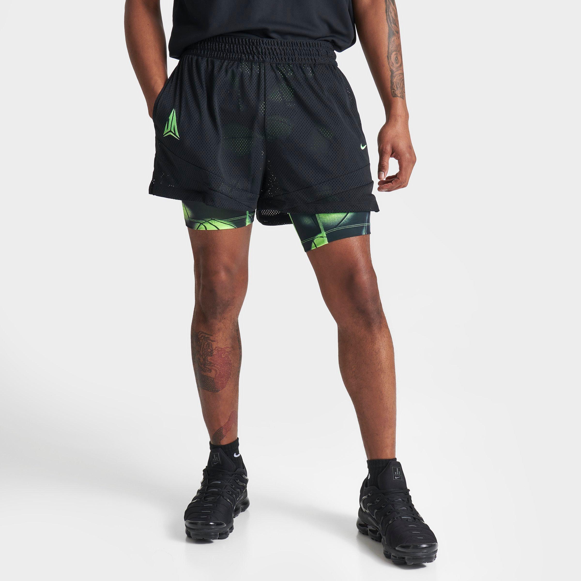 Shop Nike Men's Ja 2-in-1 Dri-fit 4" Basketball Shorts In Black/lime Blast