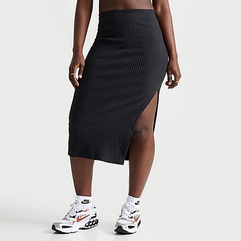 Nike Women's Sportswear Chill Knit Ribbed Midi Skirt In Black