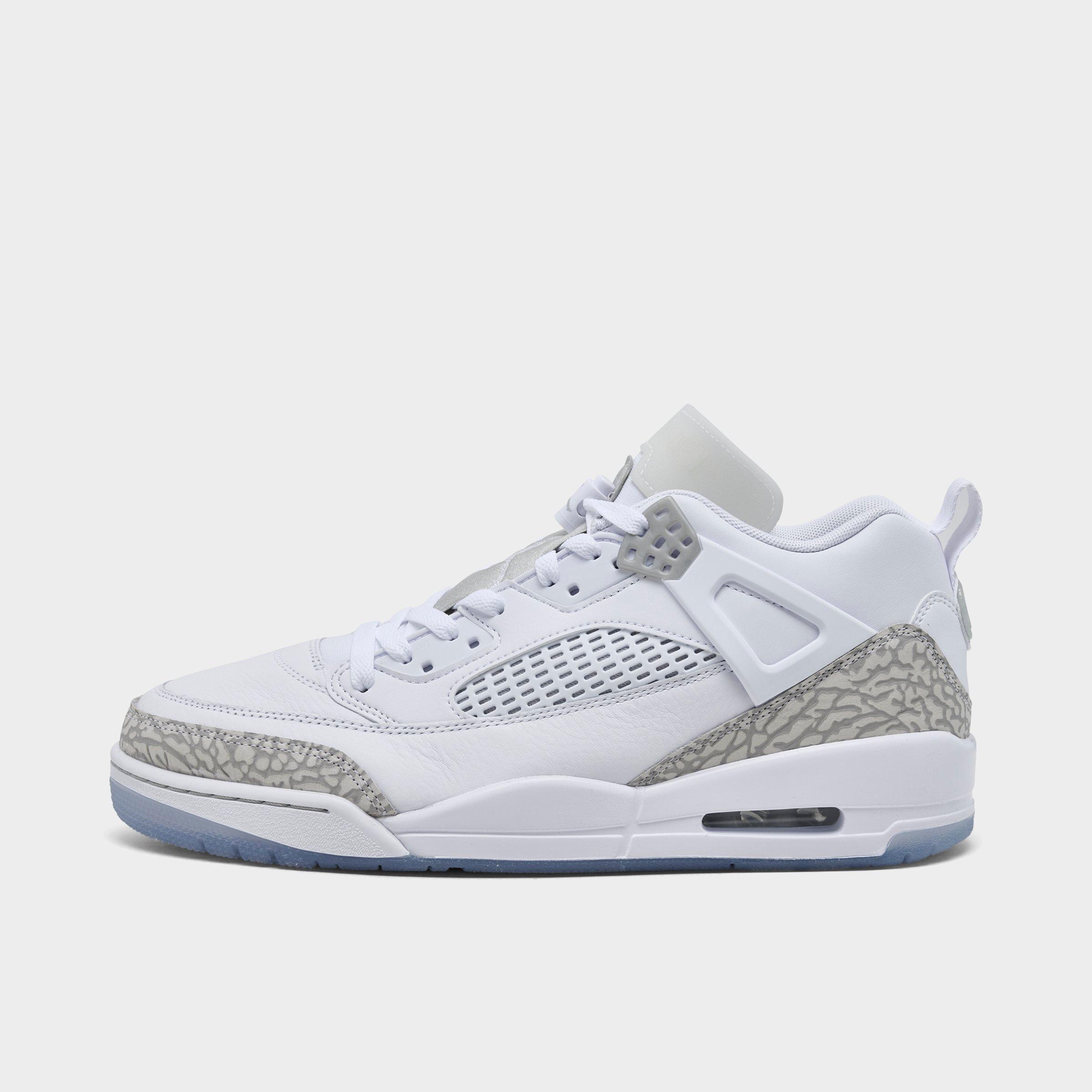 Jordan Men's Spizike Low Casual Shoes in White/Metallic Silver/Barely Blue Size: 7.5