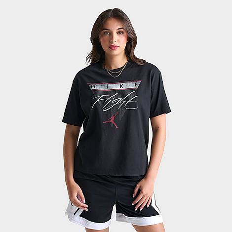 Shop Nike Jordan Women's Flight Heritage Graphic T-shirt In Black/gym Red