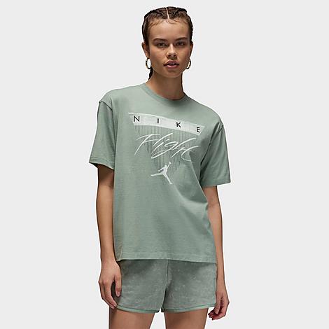 Shop Nike Jordan Women's Flight Heritage Graphic T-shirt In Jade Smoke/barely Green 