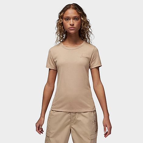 Shop Nike Jordan Women's Essentials Slim Short-sleeve T-shirt In Legend Medium Brown