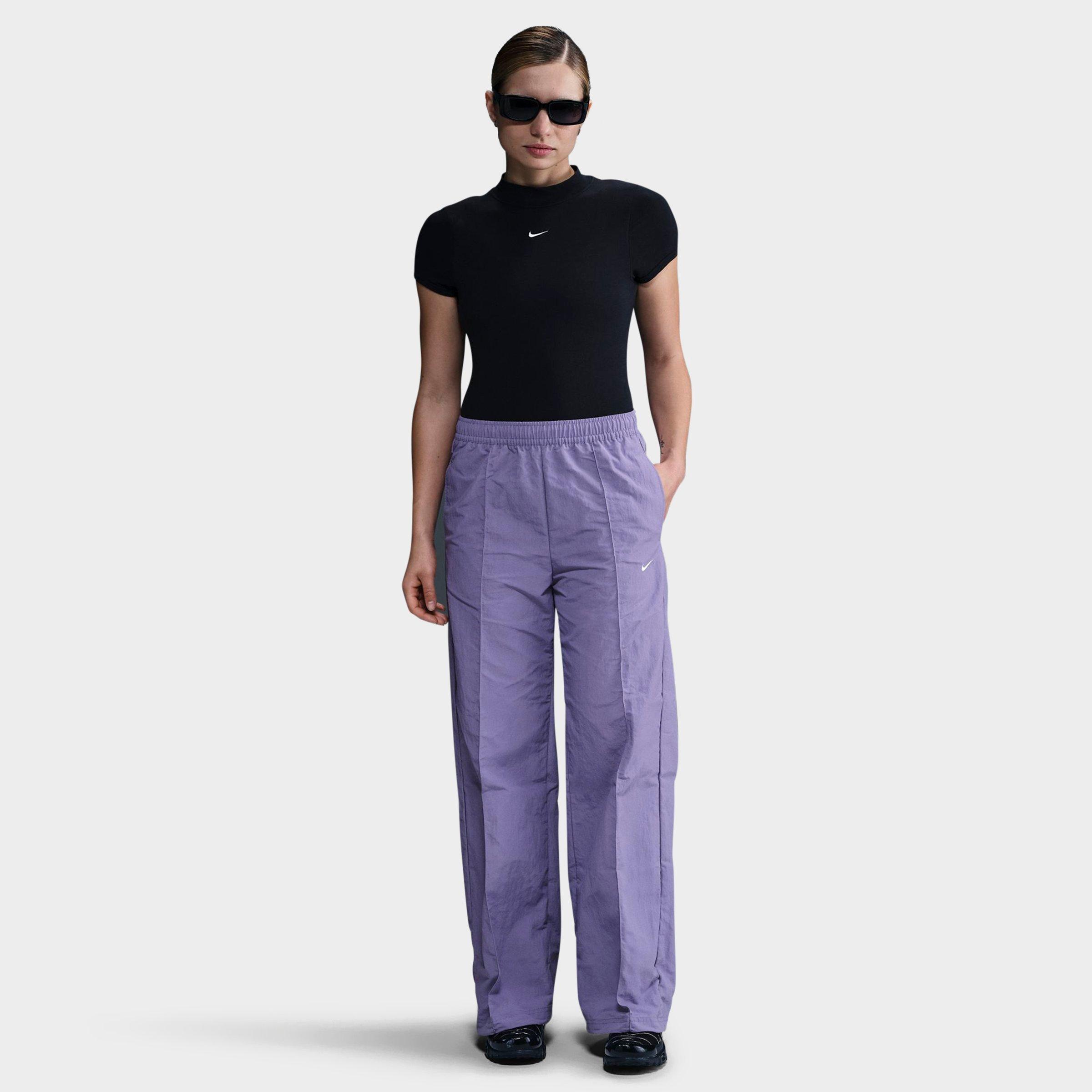 Nike Women's Sportswear Everything Wovens Mid-Rise Open-Hem Pants in Purple/Dusty Amethyst Size XS 100% Nylon/Fiber