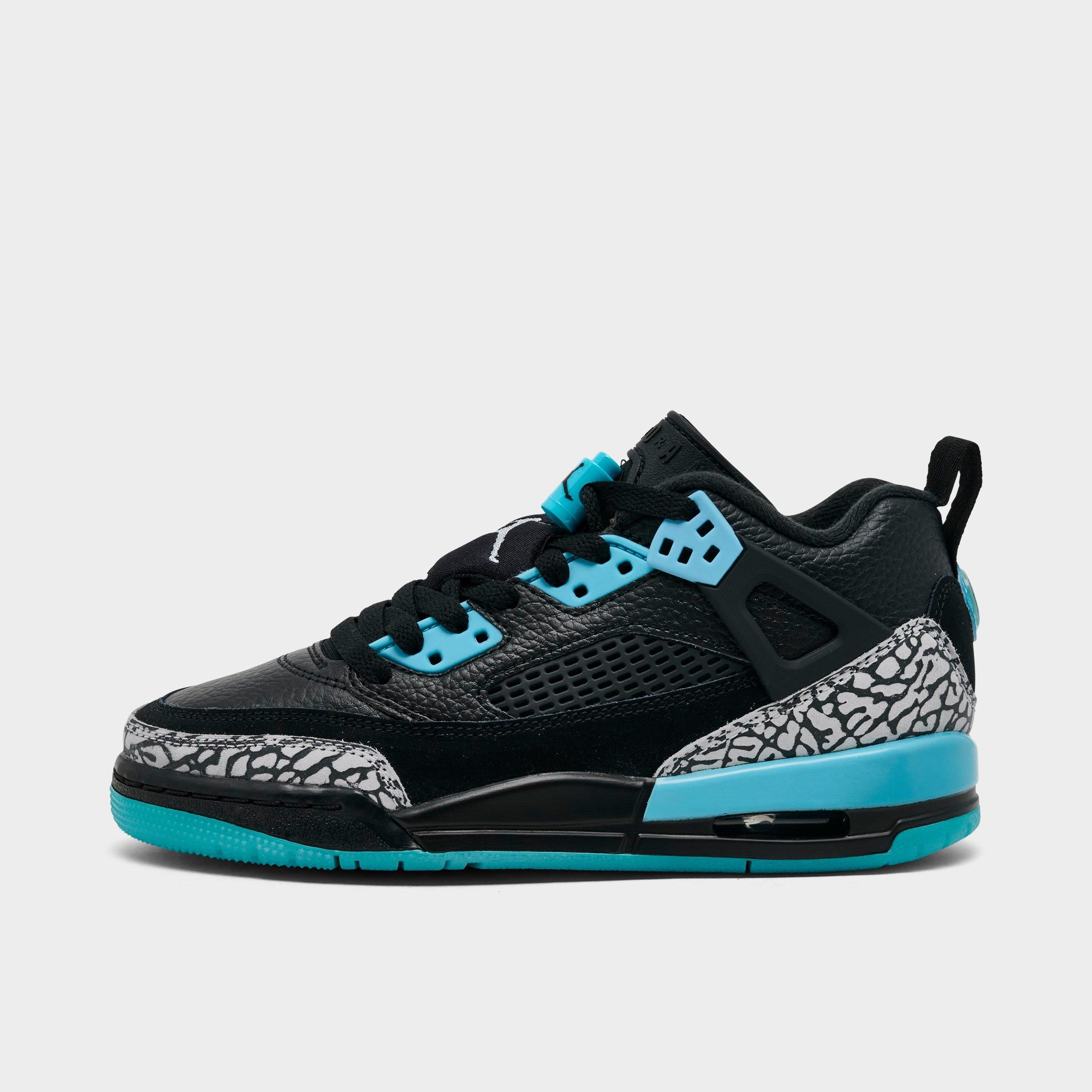 Jordan Big Kids Spizike Low Casual Shoes in Black/Gamma Blue/Wolf Grey Size: 3.5