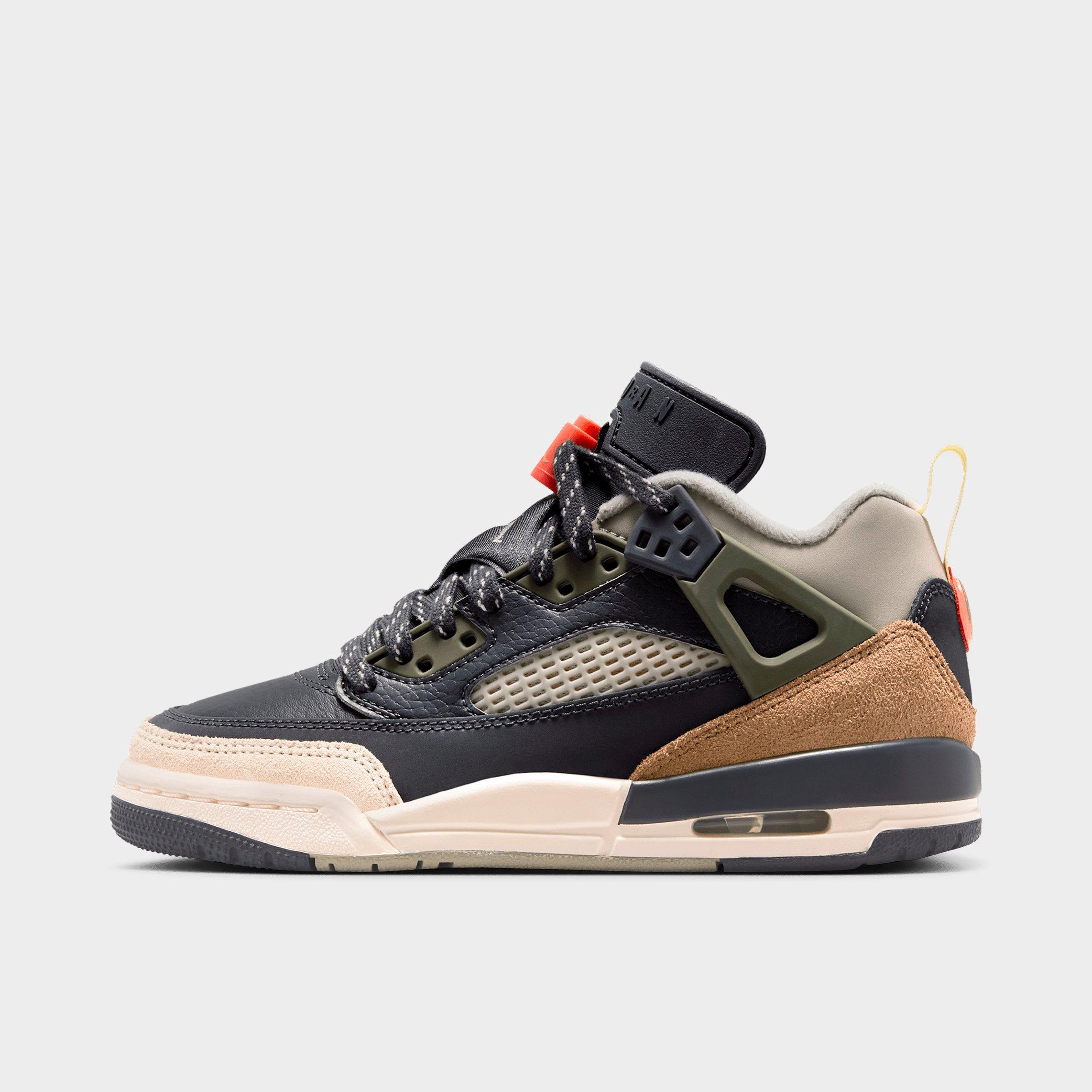 Jordan Big Kids Spizike Low Casual Shoes in Anthracite/Light Wild Mango/Cargo Khaki Size: 3.5