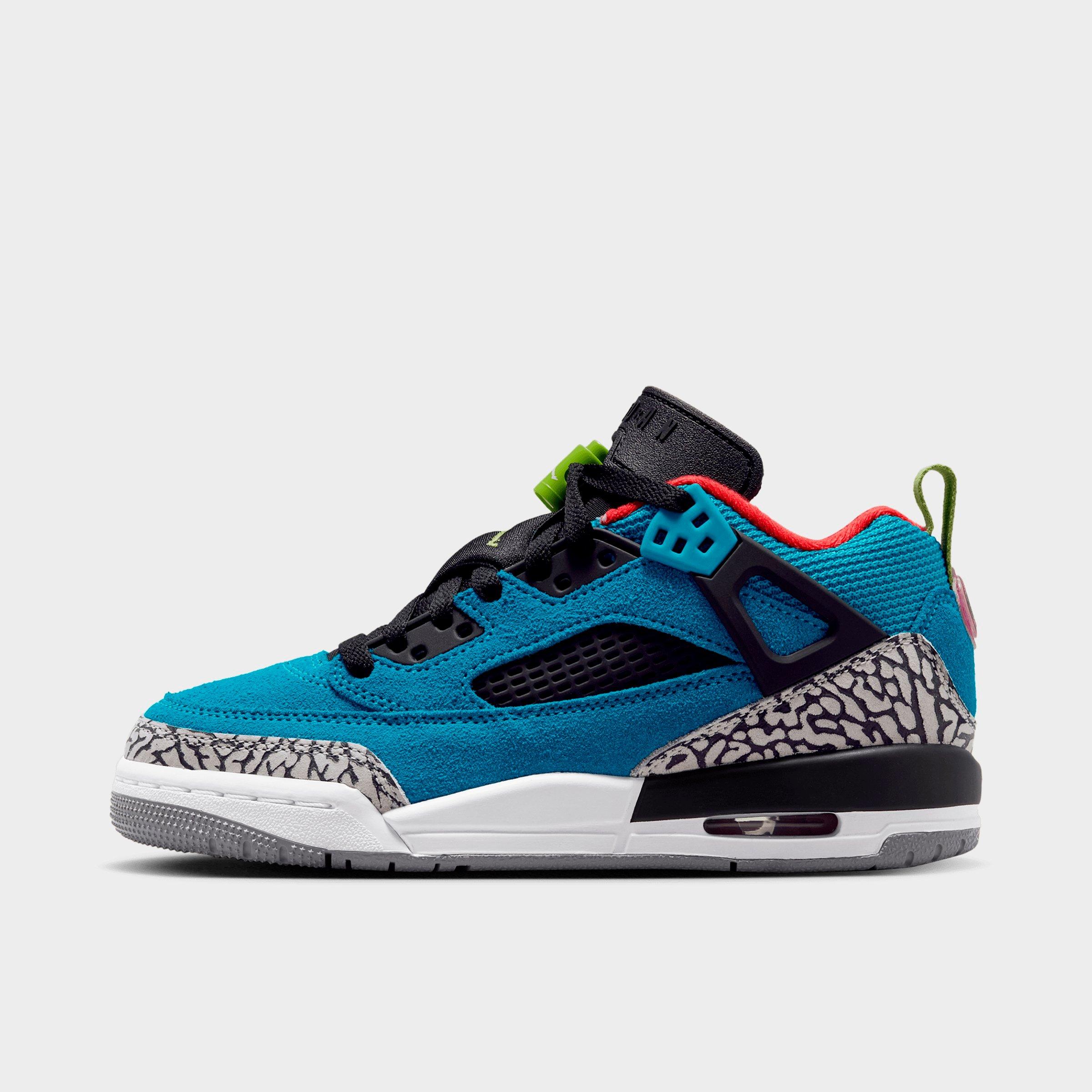 Jordan Big Kids Spizike Low Casual Shoes in Neo Turquoise/Light Crimson/Cosmic Fuchsia Size: 7.0