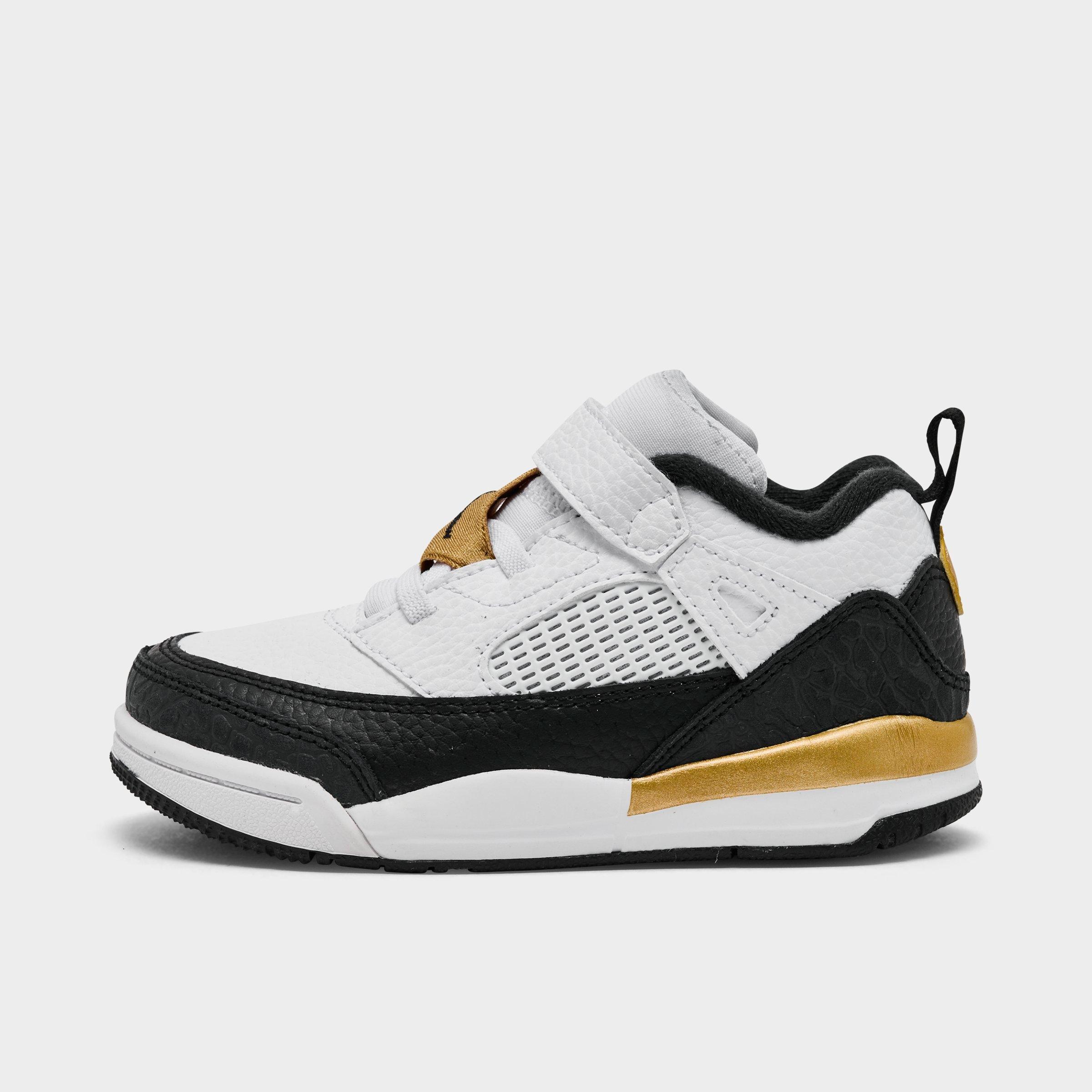 Jordan Kids Toddler Spizike Low Casual Shoes in White/Metallic Gold/Black Size: 4.0