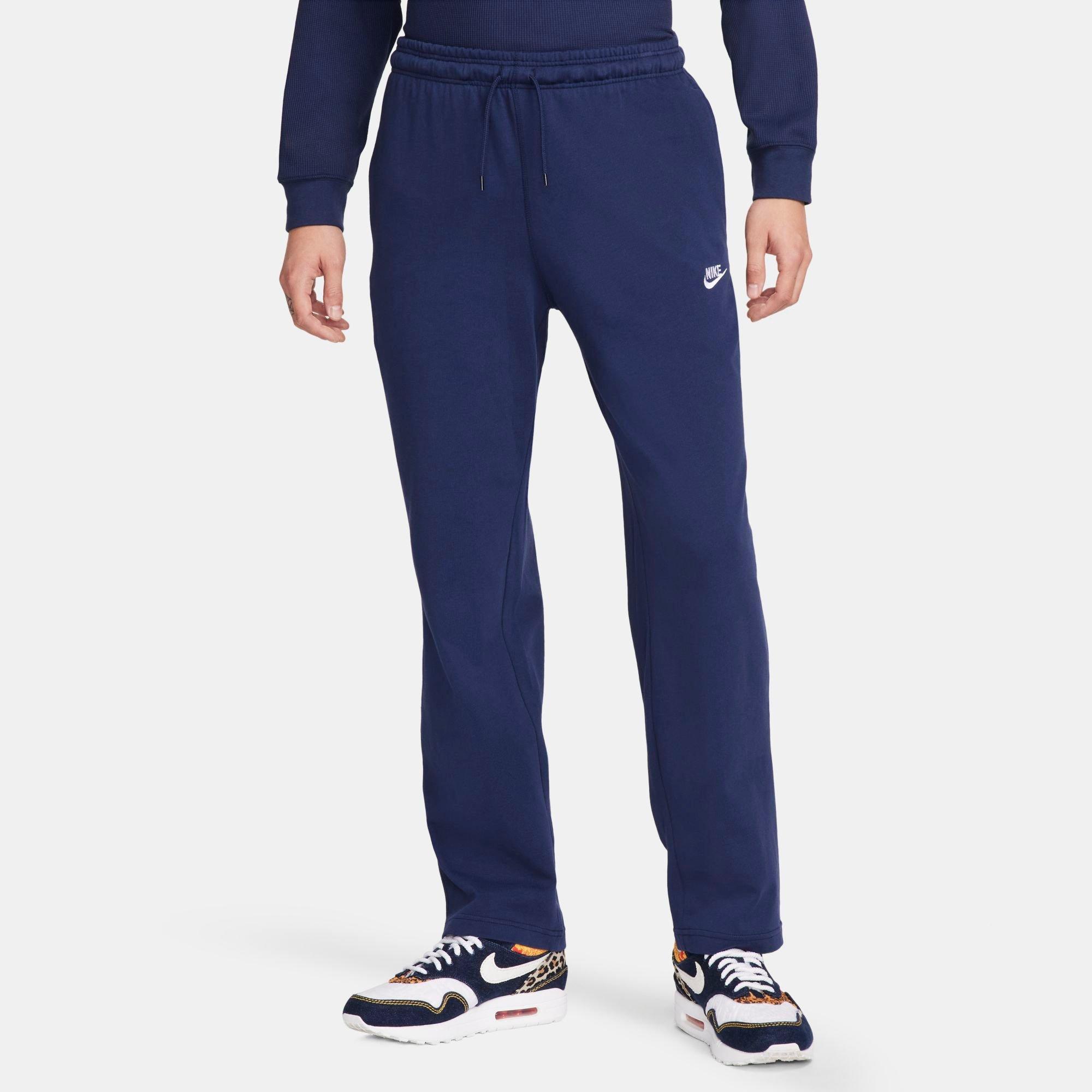 Shop Nike Men's Sportswear Club Knit Open-hem Pants In Midnight Navy/white