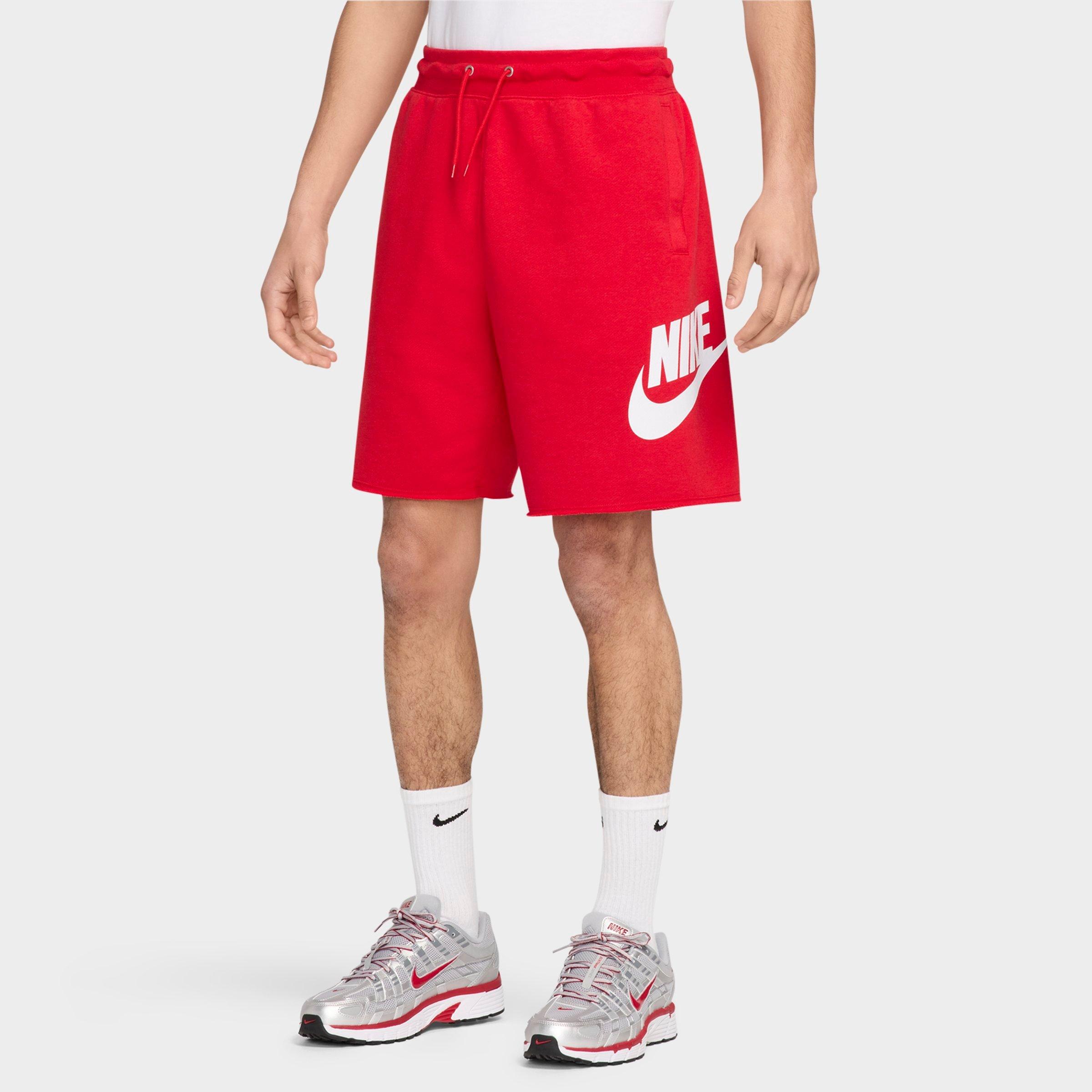 Nike Men's Club French Terry Alumni Shorts in Red/University Red Size Small Cotton/Polyester/Rayon