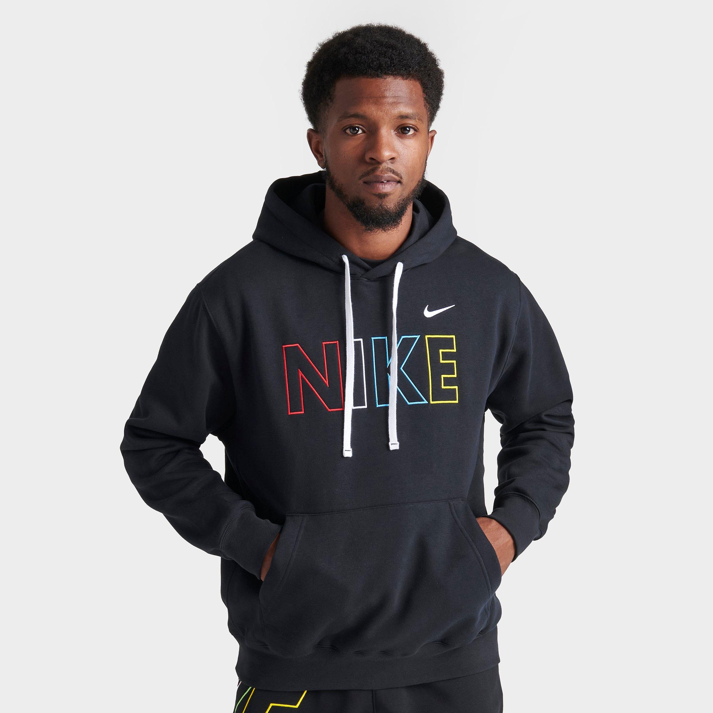 Nike Men's Sportswear Club Fleece Wordmark Pullover Hoodie In Black/multi