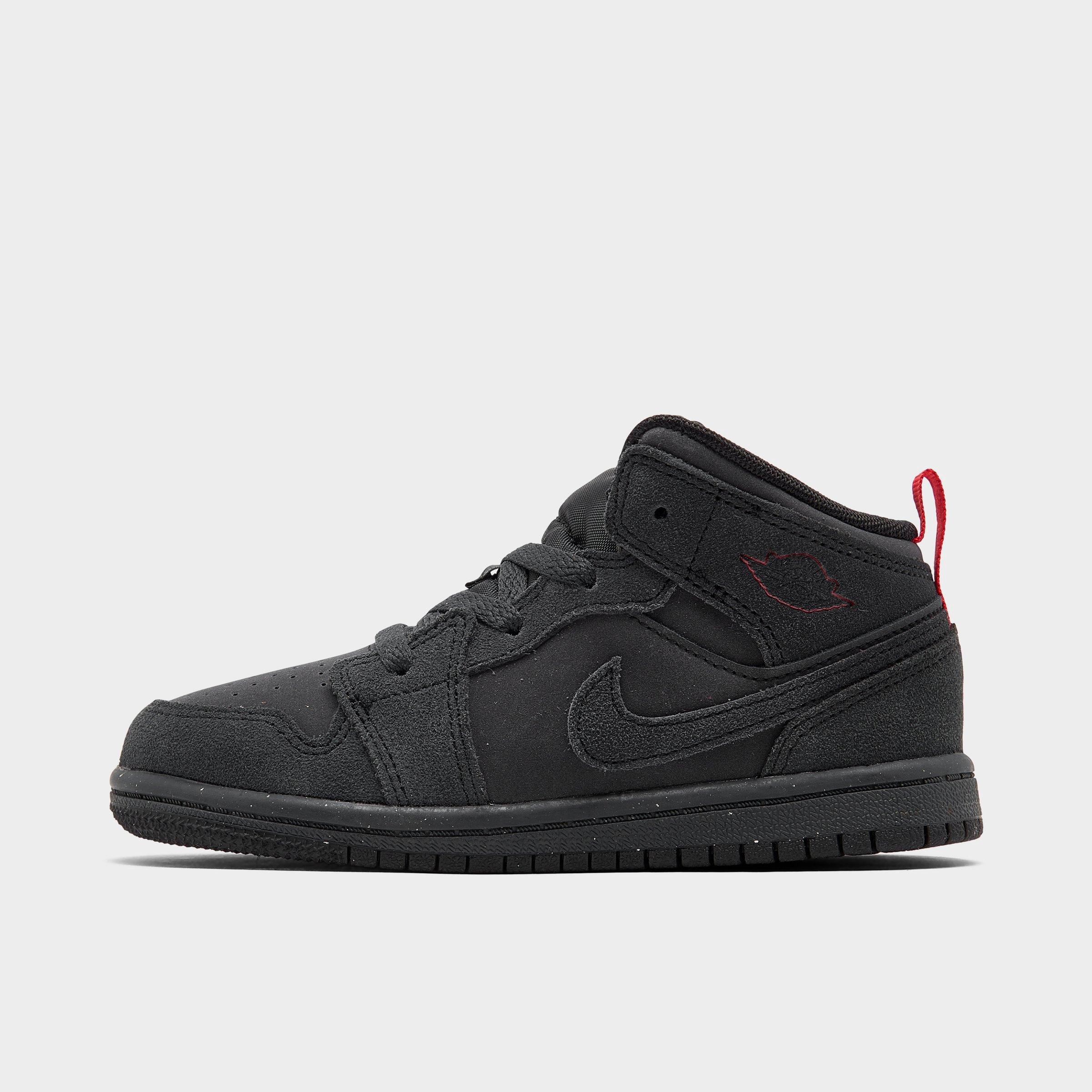 Nike Kids' Toddler Air Jordan Retro 1 Mid Se Craft Casual Shoes In Dark Smoke Grey/black/varsity Red