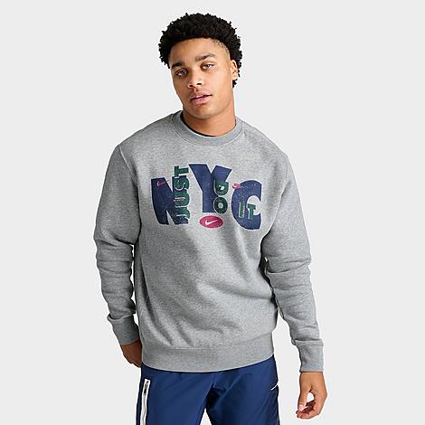 Nike Men's Sportswear Club Fleece Jdi Nyc Crewneck Sweatshirt In Dark Grey Heather