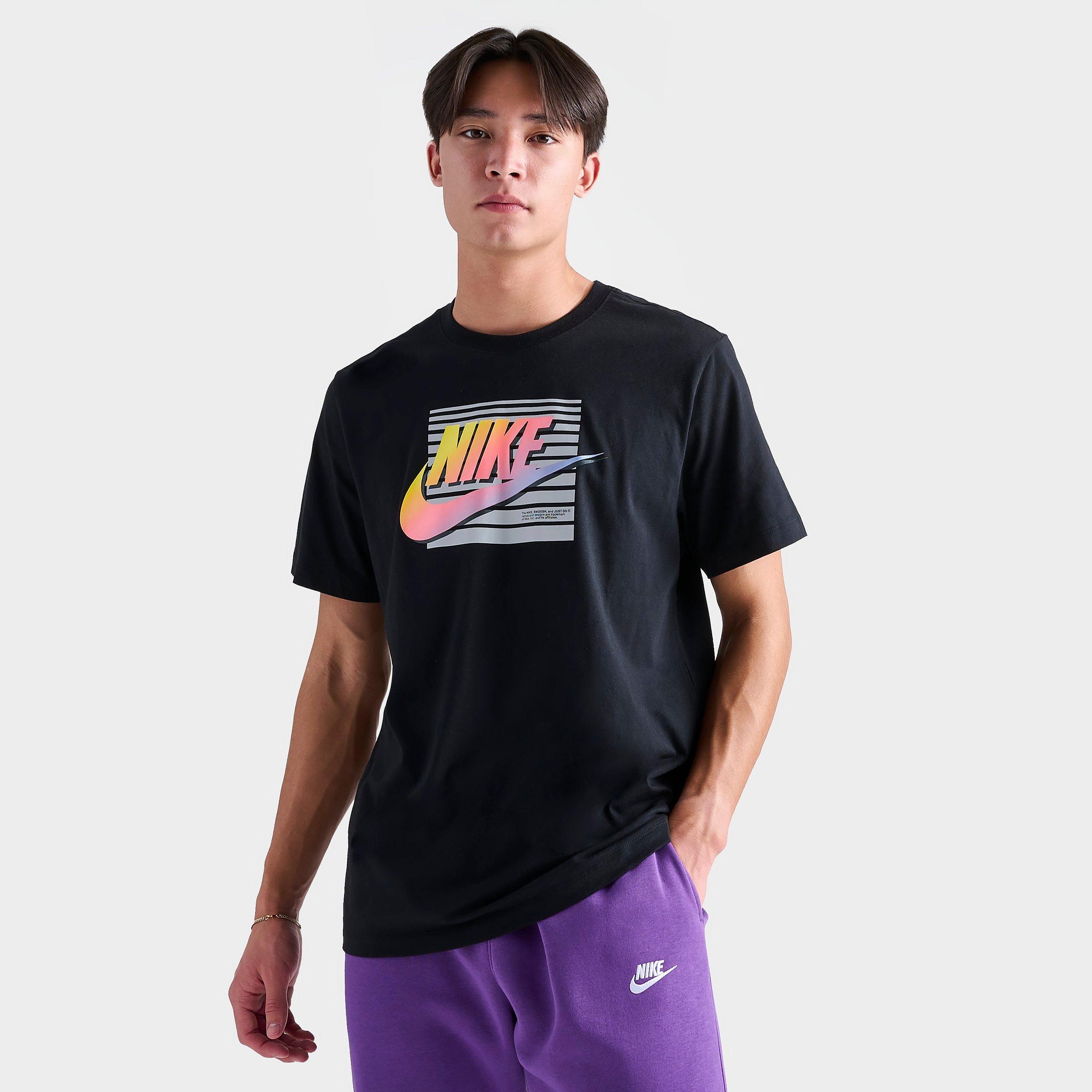 Nike Men's Sportswear Futura Gradient Graphic T-shirt In Black/wolf Grey/white