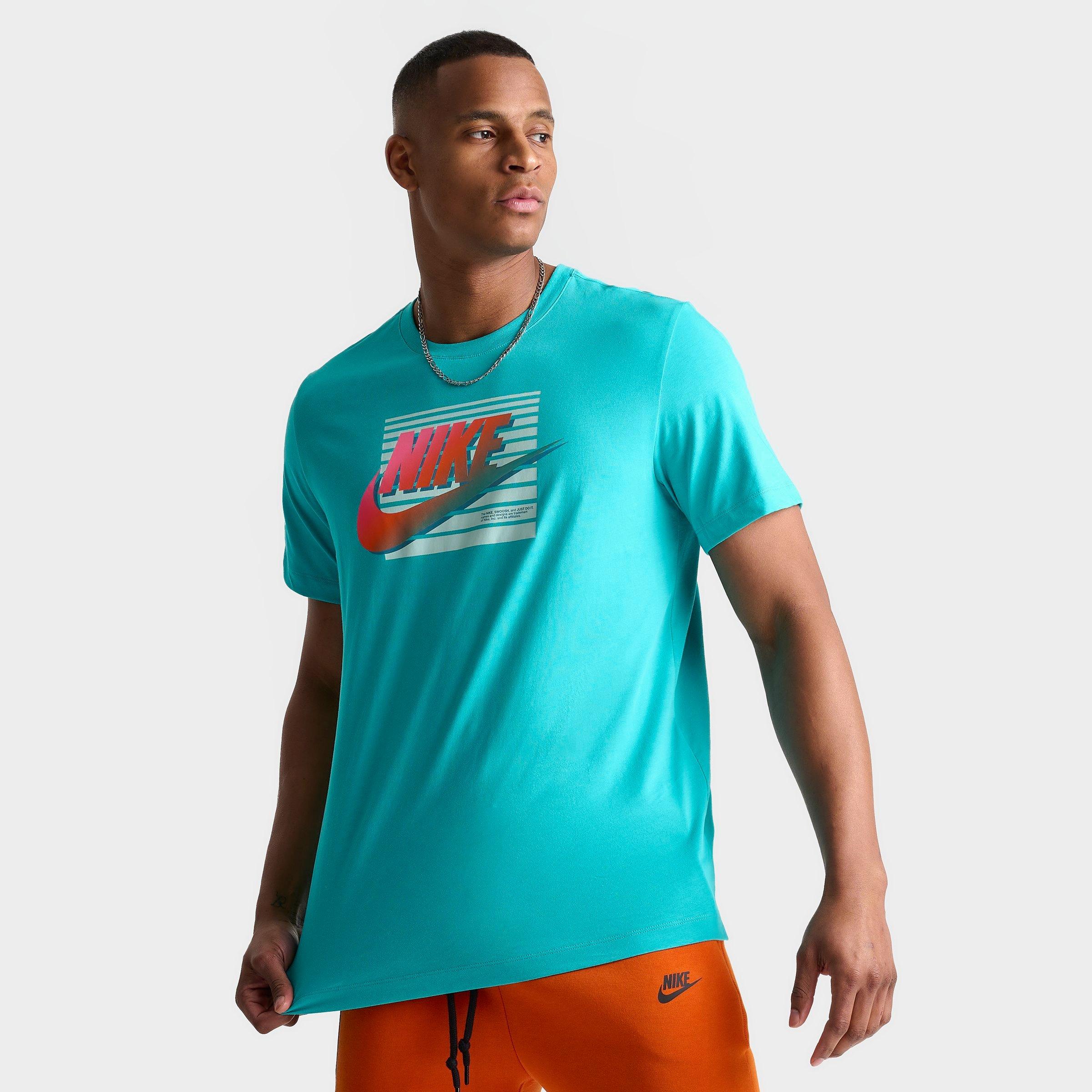 Nike Men's Sportswear Futura Gradient Graphic T-Shirt in Blue/Dusty Cactus Size Small 100% Cotton