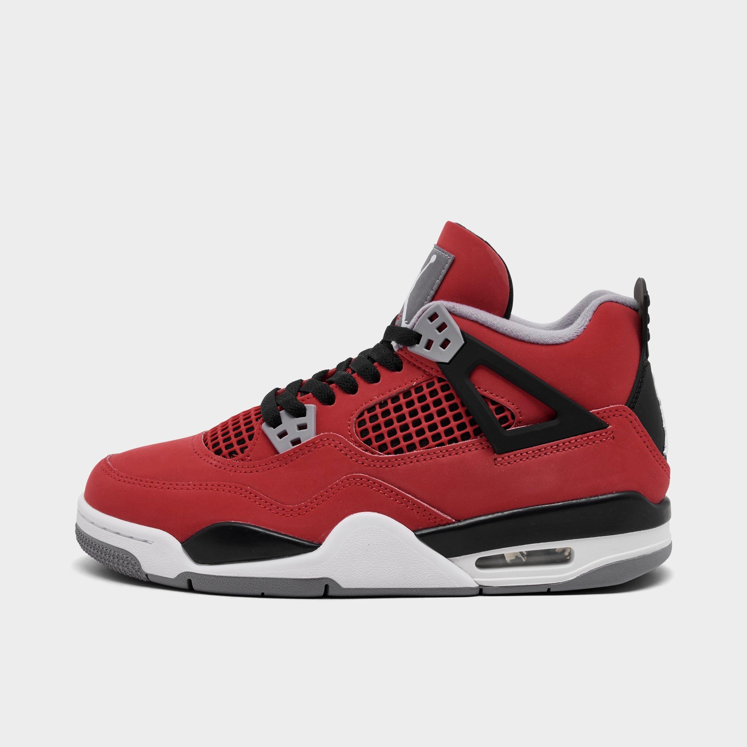 Jordan Big Kids Air Retro 4 Basketball Shoes in Fire Red/White/Black Size: 7.0