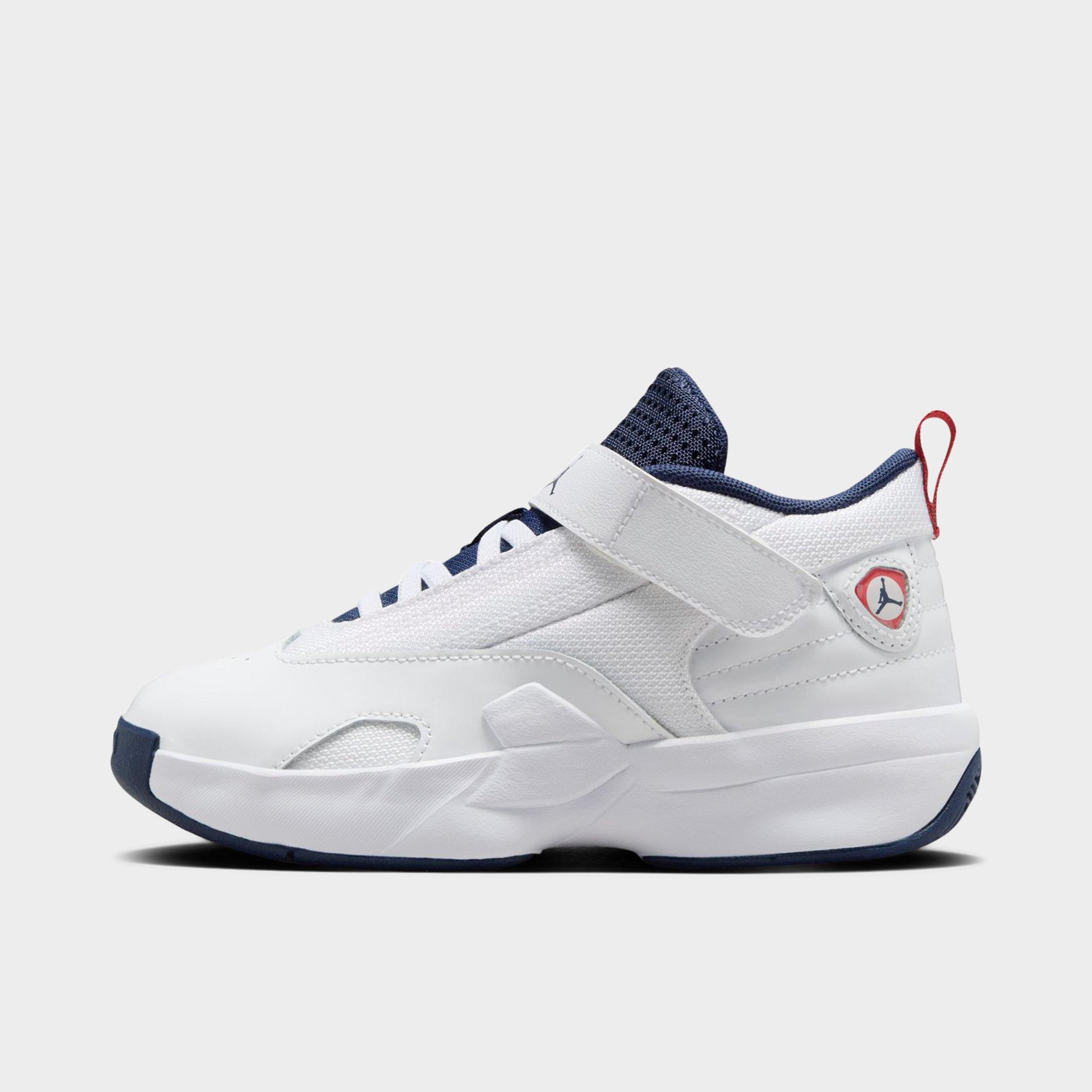 Jordan Little Kids Max Aura 6 Basketball Shoes in White/Midnight Navy/Varsity Red Size: 1.0