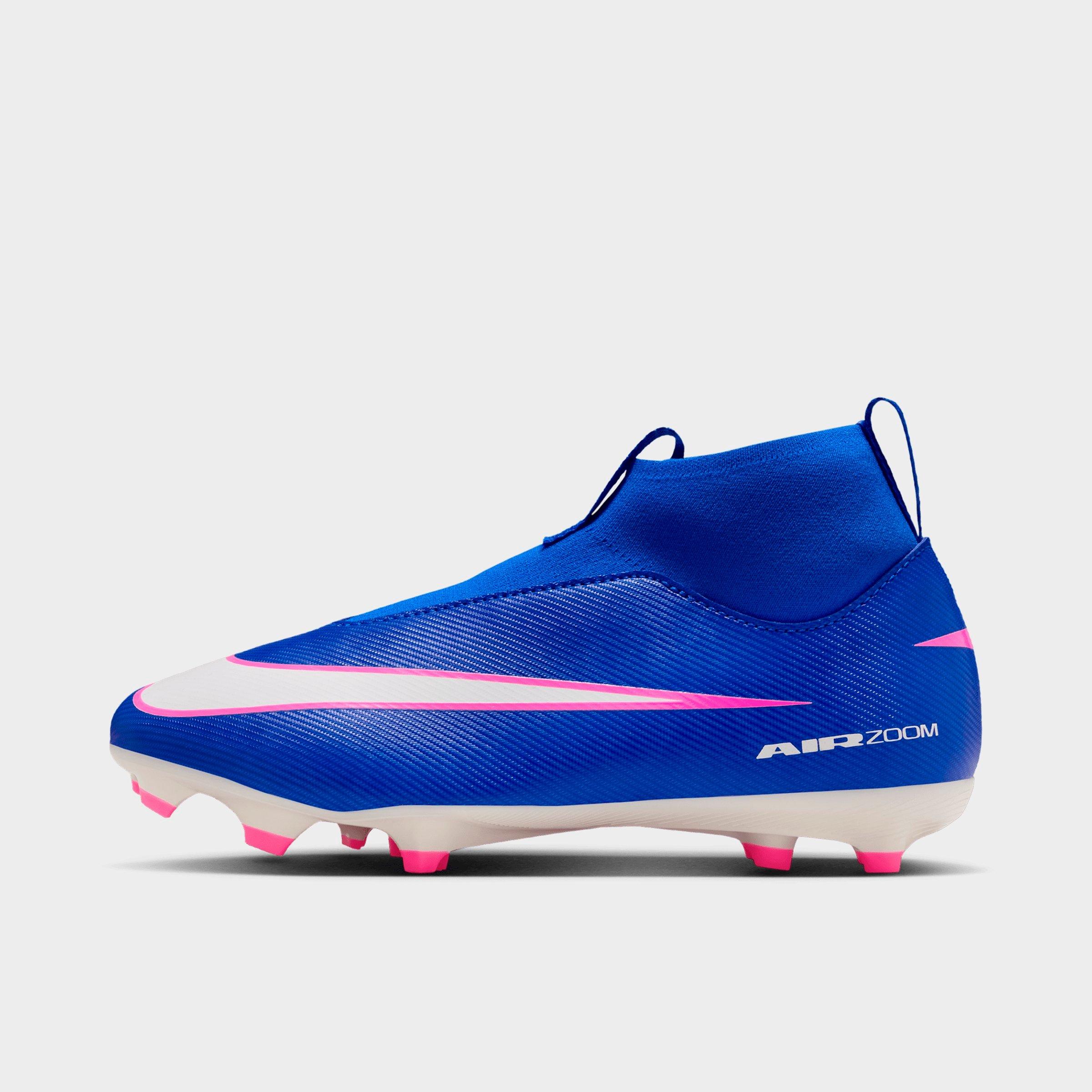 Nike Big Kids Jr. Mercurial Superfly 10 Academy Multi-Ground High-Top Soccer Cleats in Racer Blue/White Size: 1.5