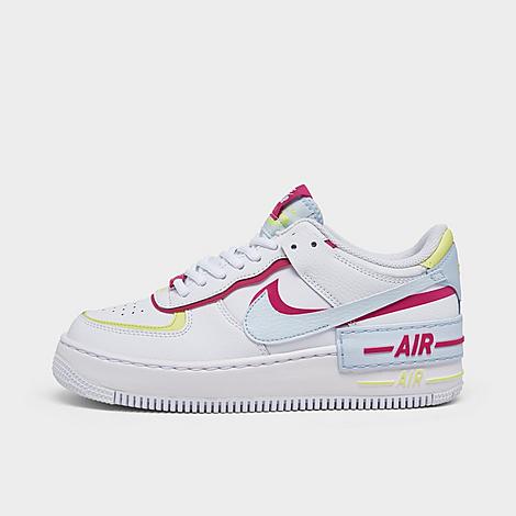 Nike Air Force 1 Shadow Sneaker In White/fireberry/light Lemon Twist/blue Tint