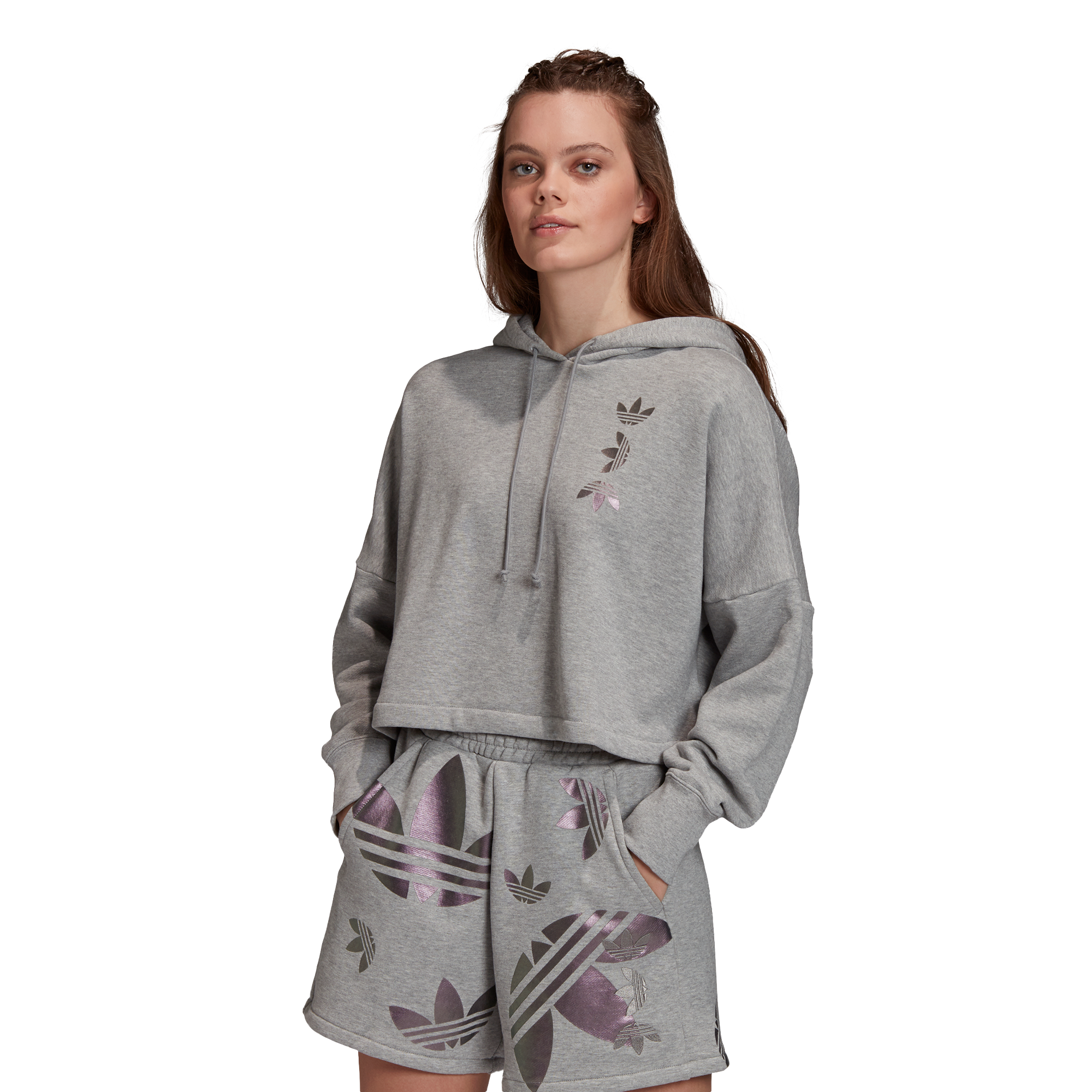 adidas cropped large logo hoodie