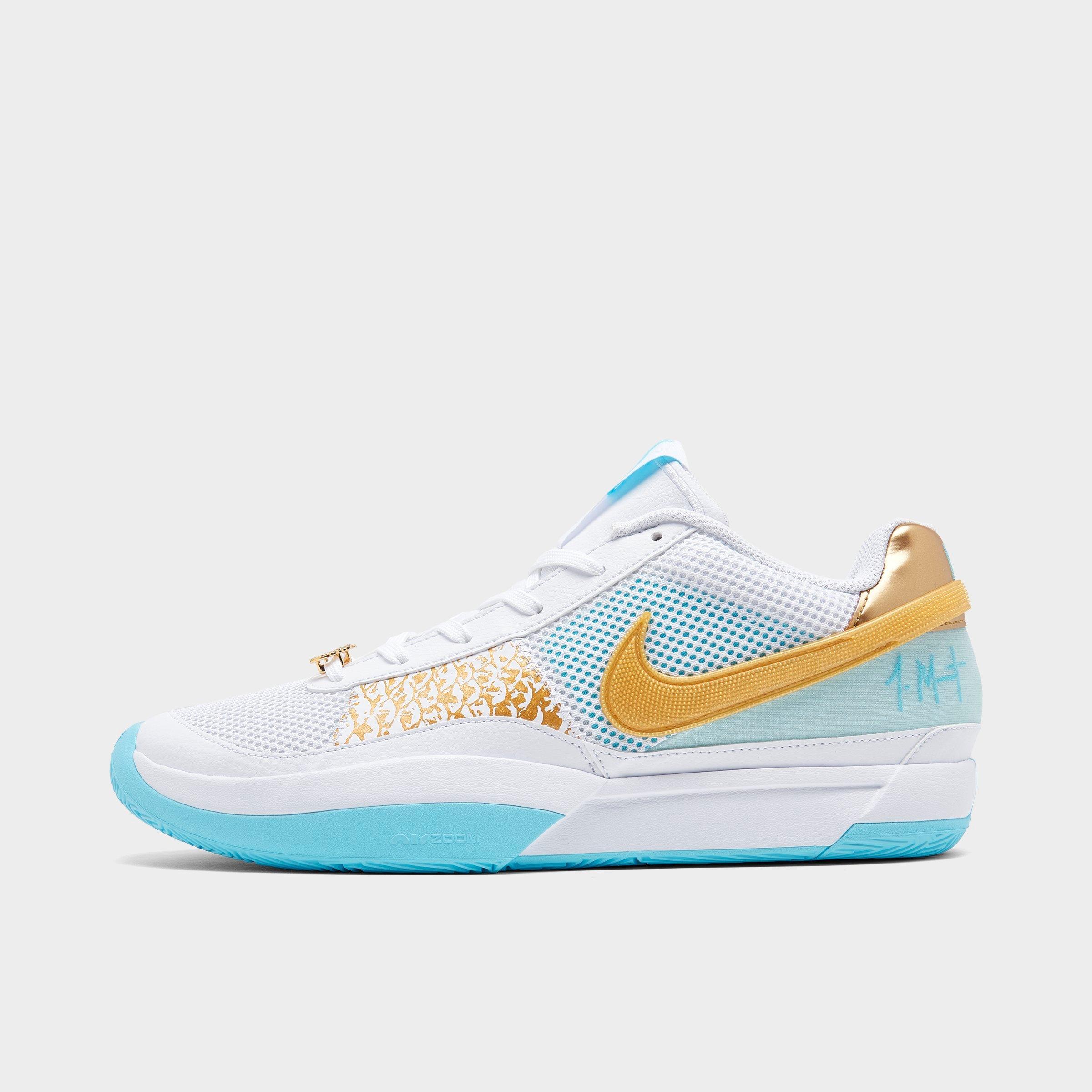 Shop Nike Ja 1 Se Basketball Shoes In White/aquarius Blue/glacier Blue/metallic Gold